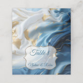 Boeketten van Zijdeachtig Blauw-Wit en Gouden Rand Plaatskaartje (Buitenkant ongevouwen)