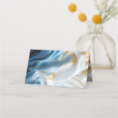 Boeketten van Zijdeachtig Blauw-Wit en Gouden Rand Plaatskaartje (Achterkant)