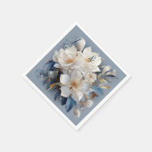 Boeketten van Zijdeachtig Blauw-Wit en Gouden Rand Servet (Hoek)