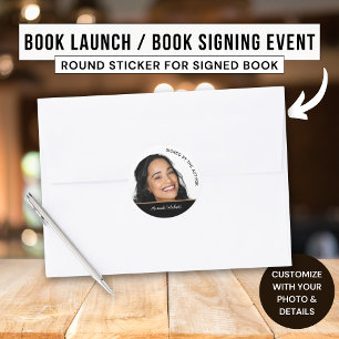 Boekexemplaar gesigneerd door de auteur Schrijver Ronde Sticker