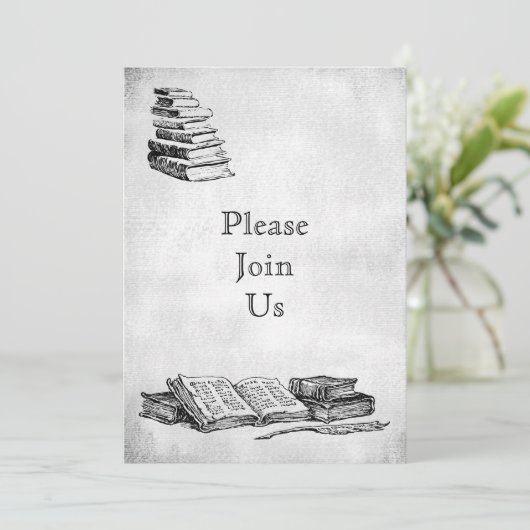 Boekfeest Oude Kunst Aangepaste Uitnodigingen (Staand voorkant)