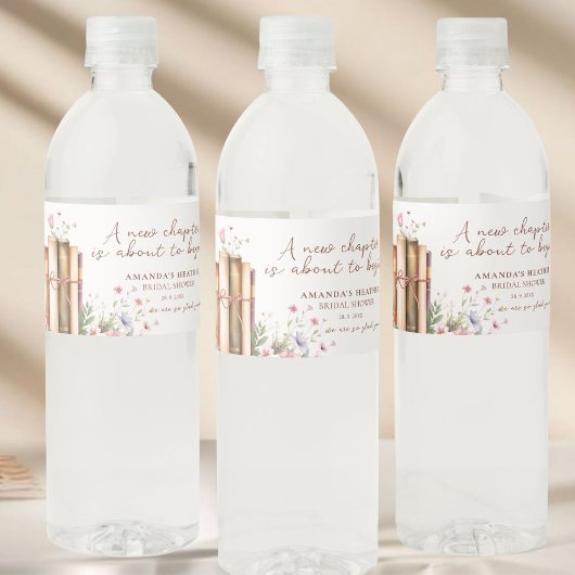 Boekhandel Waterverf Wildflower Vrijgezellenfeest Waterfles Etiket