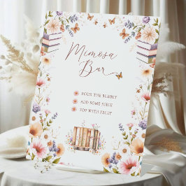 Boekhandel Wildflower Vrijgezellenfeest Mimosa Bar Reclamebord Met Voetstuk