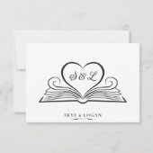 Boekhart Monogram Bibliotheek Trouw RSVP Kaart (Achterkant)