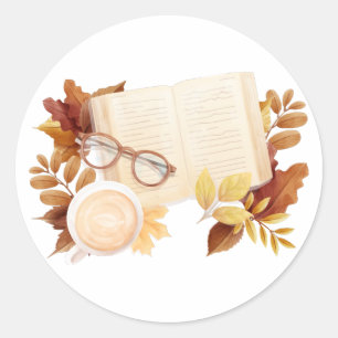 Boekherfst Herfst Lover Bookworm Ronde Sticker
