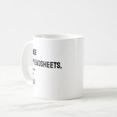 Boekhoud Spreadsheet Grappige Mok (Voorkant links)