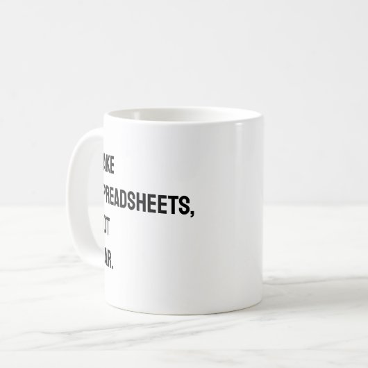 Boekhoud Spreadsheet Grappige Mok (Voorkant links)