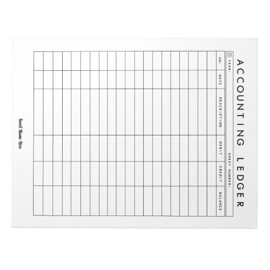 Boekhoudboek Aangepaste Notitieblok  (Voorkant)