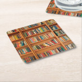 Boekhoudboekenbibliotheek Bladwijzer lezen Kartonnen Onderzetters (Schuin)