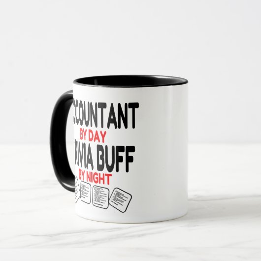 Boekhouder bij Day Trivia Buff by Night Mok (Voorkant links)