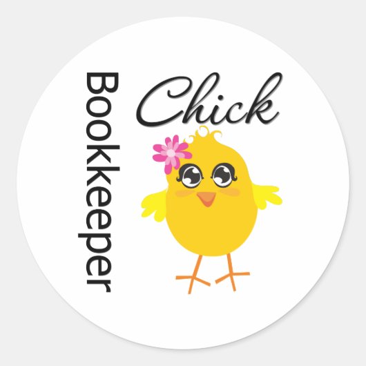 Boekhouder Chick Ronde Sticker (Voorkant)