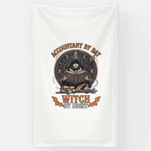 Boekhouder Dag Heks Nacht Halloween Magie Boek_1 Spandoek