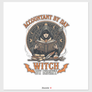 Boekhouder Dag Heks Nacht Halloween Magie Boek_1 Sticker