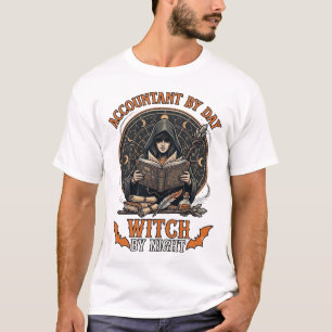 Boekhouder Dag Heks Nacht Halloween Magie Boek_1 T-shirt