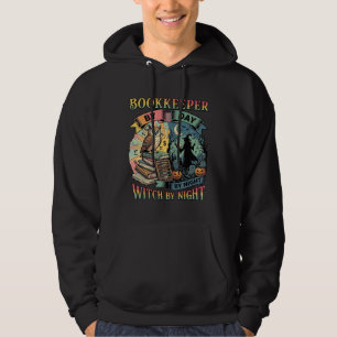Boekhouder Dag Heks Nacht Halloween Uil Boeken Pom Hoodie