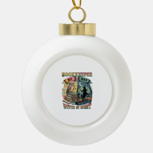 Boekhouder Dag Heks Nacht Halloween Uil Boeken Pom Keramische Bal Ornament