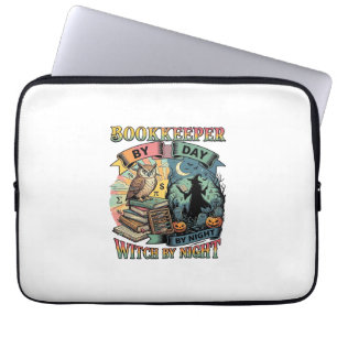Boekhouder Dag Heks Nacht Halloween Uil Boeken Pom Laptop Sleeve
