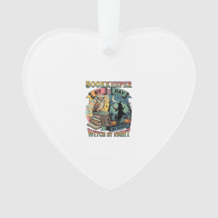 Boekhouder Dag Heks Nacht Halloween Uil Boeken Pom Ornament