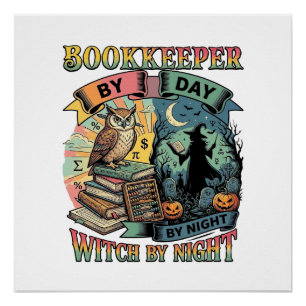 Boekhouder Dag Heks Nacht Halloween Uil Boeken Pom Perfect Poster
