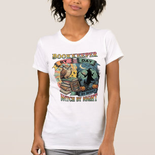 Boekhouder Dag Heks Nacht Halloween Uil Boeken Pom T-shirt