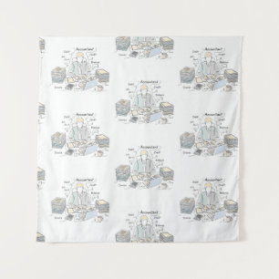 Boekhouder, één regel kunst, tekst en weinig kleur wandkleed