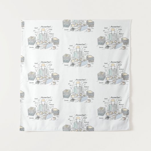 Boekhouder, één regel kunst, tekst en weinig kleur wandkleed (Voorkant)