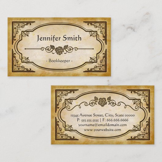 Boekhouder - Elegant  Antiek Visitekaartje (Voorkant / Achterkant)