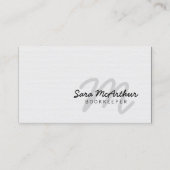 Boekhouder Finance White Paper Cursive Monogram Visitekaartje (Voorkant)