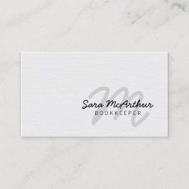 Boekhouder Finance White Paper Cursive Monogram Visitekaartje