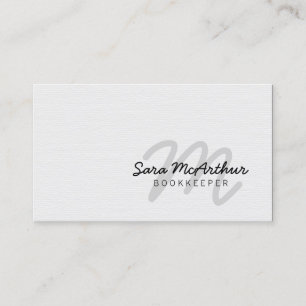 Boekhouder Finance White Paper Cursive Monogram Visitekaartje