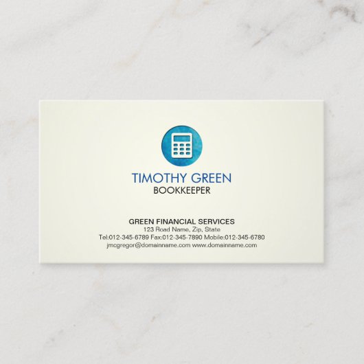 Boekhouder Financiële Diensten Calculator Blauw pi Visitekaartje (Voorkant)
