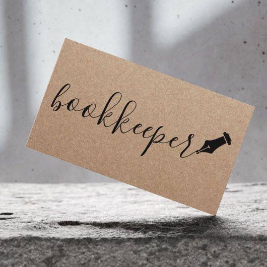 Boekhouder handgeschreven script bijtende Kraft Visitekaartje