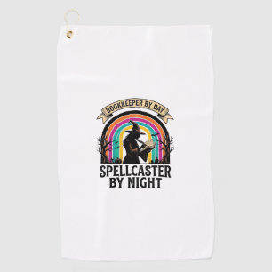 Boekhouder Heks Retro Halloween Boekhoudkundig Ont Golfhanddoek