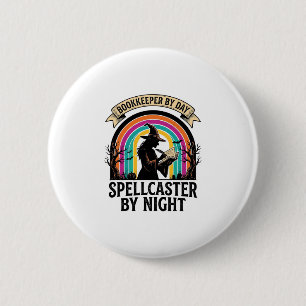 Boekhouder Heks Retro Halloween Boekhoudkundig Ont Ronde Button 5,7 Cm