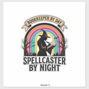 Boekhouder Heks Retro Halloween Boekhoudkundig Ont Sticker