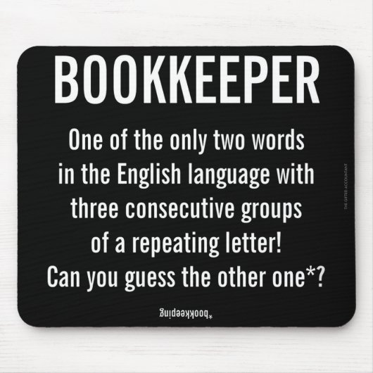 "Boekhouder is een uniek woord" Muismat (Voorkant)