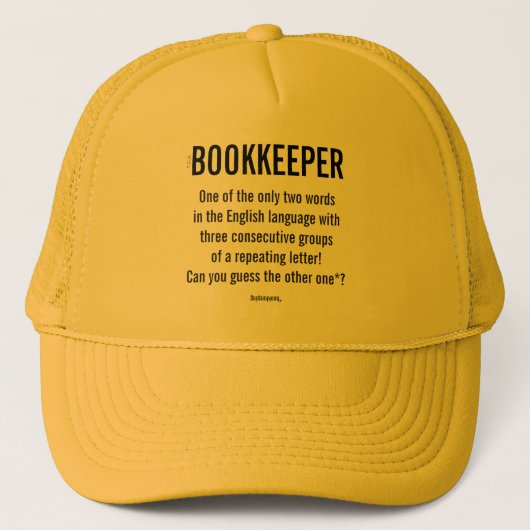 "Boekhouder is een uniek woord" Trucker Pet (Voorkant)