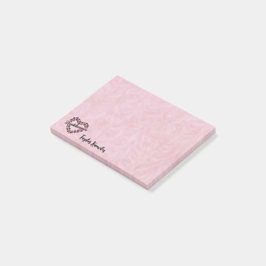 Boekhouder Leopard Heart Lijst Roze 4"x3" Post-it® Notes (Schuin)