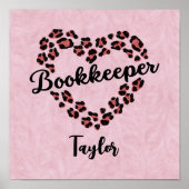 Boekhouder Leopard Heart Lijst Roze Poster (Voorkant)