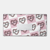 Boekhouder Leopard Heart Lijst Roze Wit Bureaumat (Keyboard & Muis)