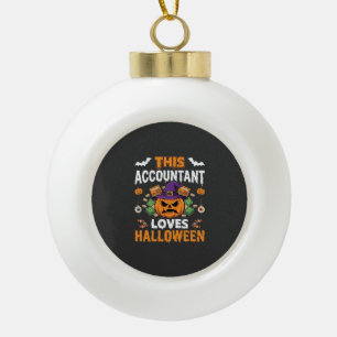 Boekhouder Loves Halloween Pompoen Boekhouder Desi Keramische Bal Ornament
