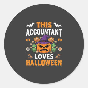 Boekhouder Loves Halloween Pompoen Boekhouder Desi Ronde Sticker