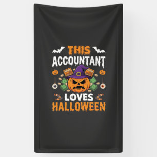 Boekhouder Loves Halloween Pompoen Boekhouder Desi Spandoek