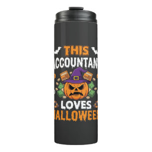Boekhouder Loves Halloween Pompoen Boekhouder Desi Thermosbeker