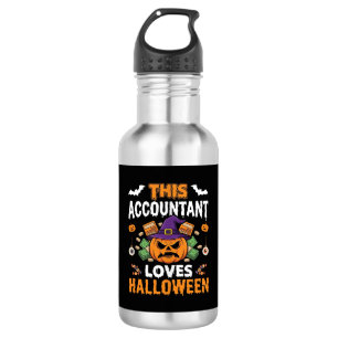 Boekhouder Loves Halloween Pompoen Boekhouder Desi Waterfles