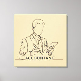 Boekhouder, one line art, met tekst en kleur canvas afdruk