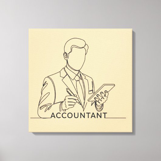 Boekhouder, one line art, met tekst en kleur canvas afdruk (Voorkant)