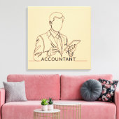 Boekhouder, one line art, met tekst en kleur canvas afdruk (Insitu (Woonkamer))