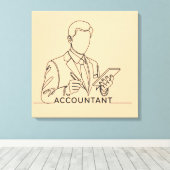 Boekhouder, one line art, met tekst en kleur canvas afdruk (Insitu (Houten vloer))