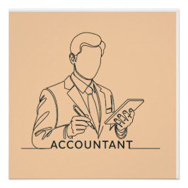 Boekhouder, one line art, met tekst en kleur perfect poster